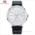Hot sale MINI FOCUS 0052G luminous waterproof fake two-eye business men's watch genuine Leather wristwatches